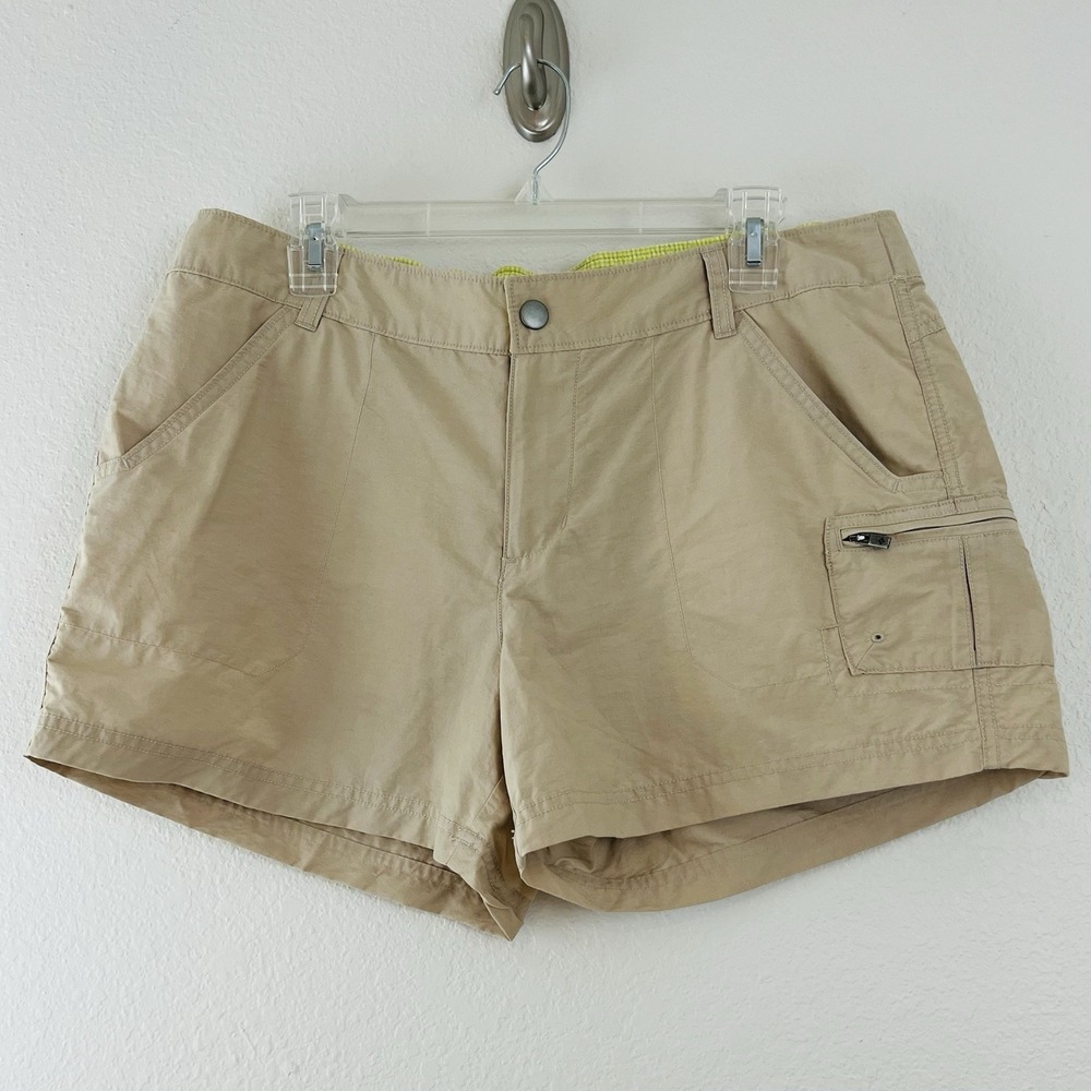 Columbia Hiking Shorts Women's 14 Khaki Beige Outdoor Shorts Pockets